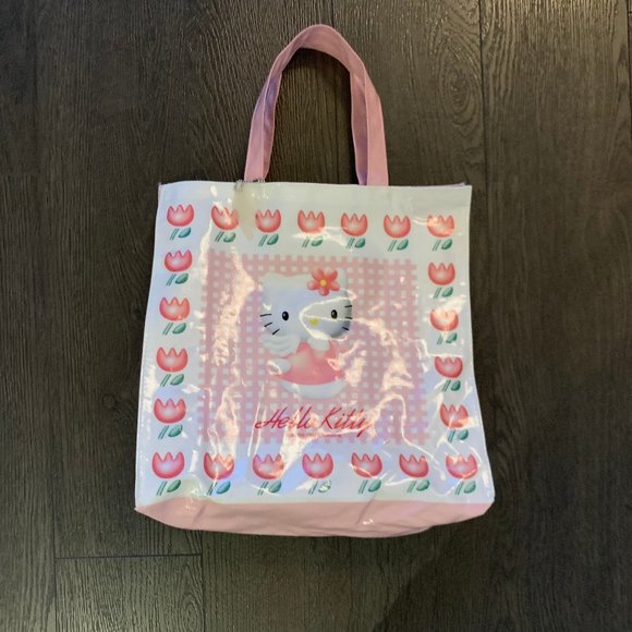 VINTAGE 1997 HELLO KITTY PLASTIC TOTE BAG - Picture 1 of 14